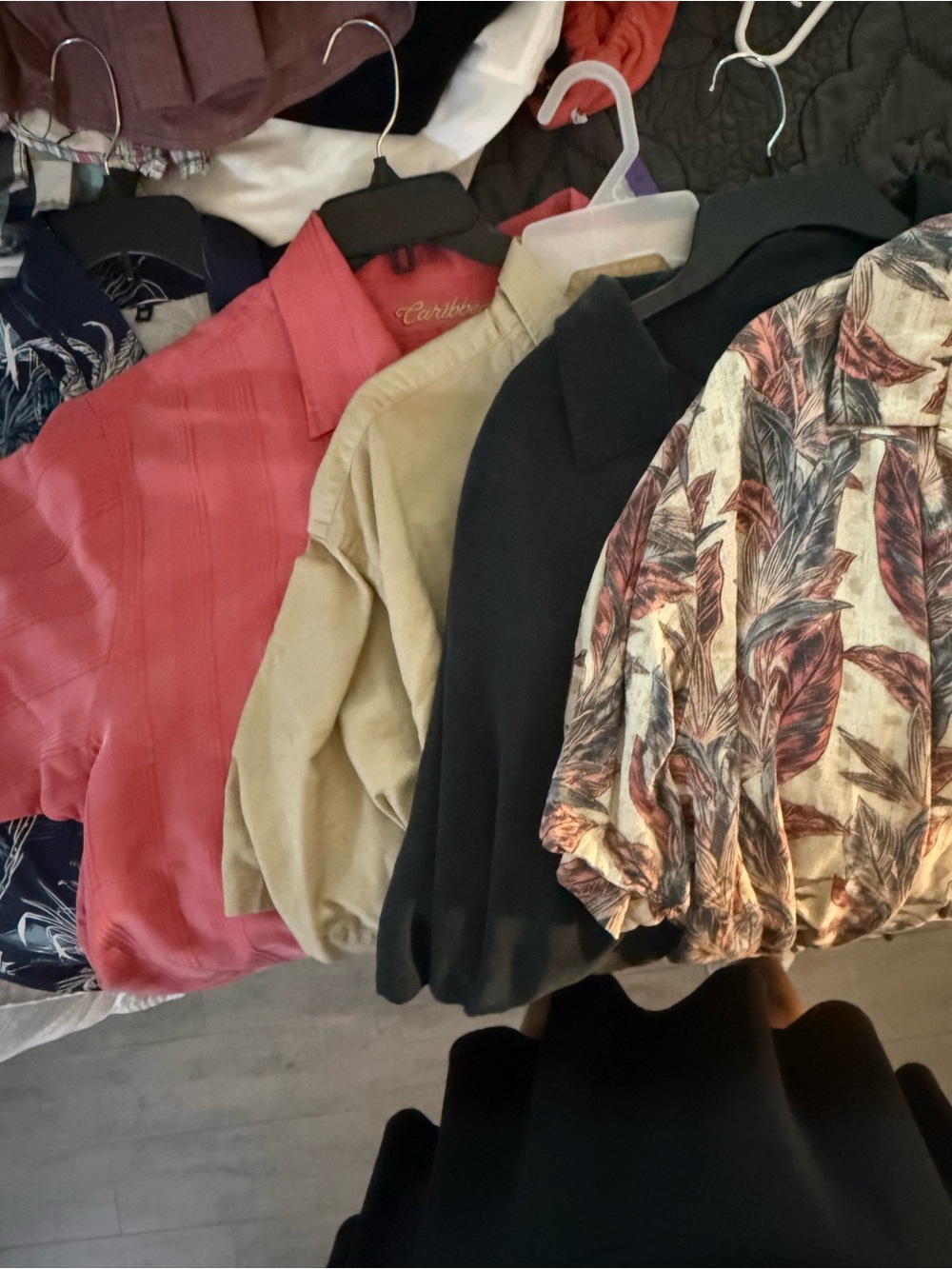 Caribbean Coral and Tan Short-Sleeve Button-Down Shirt